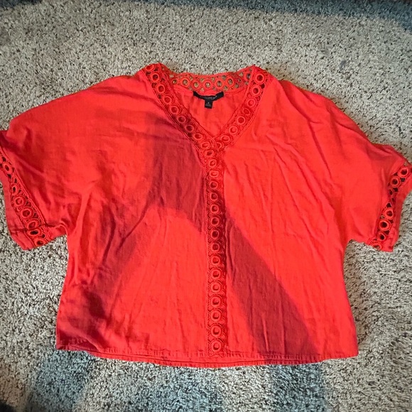Marc New York Tops - Orange/Red Eyelet Trim Women's Top